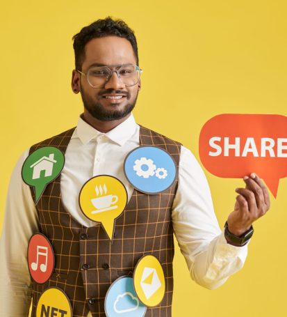 Businessman sets up first adwords campaign as beginner managing ad spend.
